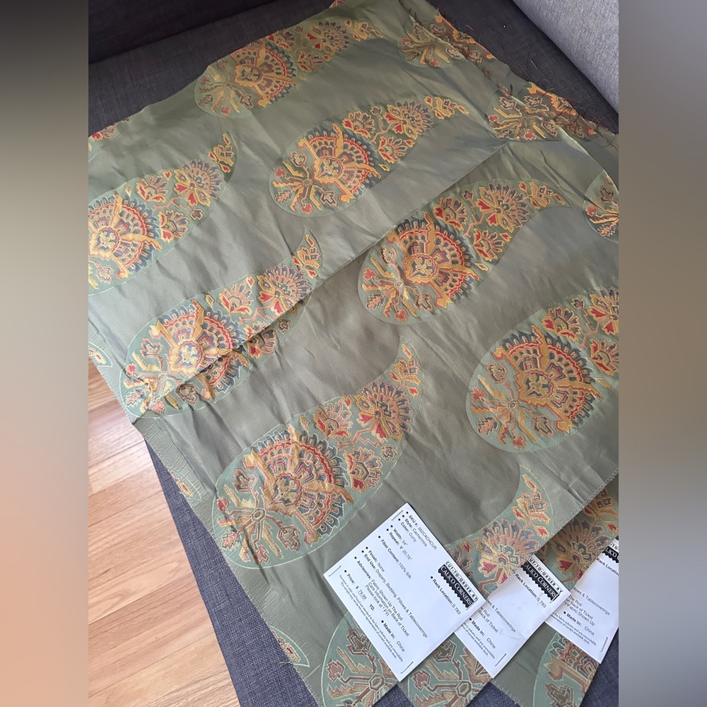 Calico Corners 100% Silk Cachermita Curry 3 PCs 23.5*26.5” Drapery, Pillow